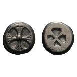 Attica. Athens. Wappenmünzen. c. 510-500 BC. Drachm, 4.09g (11h). Obv: Four-spoked wheel. Rx:
