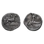 Calabria, Tarentum. c. 240-228 BC. AR Nomos, 6.39g (10h). Obv: Naked youth riding horse at full