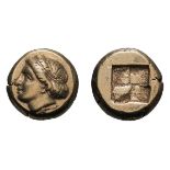 Ionia, Phocaea. c. 477-388 BC. 1/6 Stater or Hekte, 2.51g (11h). Obv: Female head left with hair