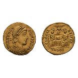 Theodosius I. 379-395 AD. Solidus, 4.43g (6h). Thessalonica, 379 AD. Obv: D N THEODO - SIVS P F