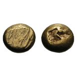 Uncertain Mint in Western Ionia. c. 650-600 BC. Hekte, 2.41g (12h). Obv: Flattened striated surface.