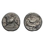 Sicyonia. Sicyon. c. 335-330 BC. Stater, 12.26g (10h). Obv: Chimera stepping left, ΣΕ below,