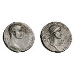 Caligula and Agrippina I. Tetradrachm, 15.06g (12h). Antiochia ad Orontem, Year 3=38/39 AD. Obv: