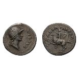 Galba. 68-69 AD. Denarius, 3.38g (6h). Tarraco. Obv: GALBA IMPER Galba on horse prancing left,