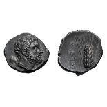 Lucania, Metapontum. c. 290-280 BC. Nomos, 7.92g (6h). Obv: Diademed head of Herakles right, with