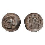 Eastern Europe, Imitation of Thasos. 2nd-1st century BC. Tetradrachm, 15.97g (11h). Obv: Stylized