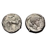 Sicily. Syracuse. c. 450-440 BC. Tetradrachm, 17.37g (1h). Obv: Charioteer driving slow quadriga