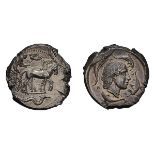 Sicily. Syracuse. Second Republic. c. 450-440 BC. Tetradrachm, 17.42g (10h). Obv: Charioteer driving