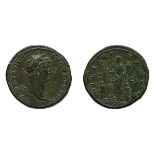 Hadrian. 117-138 AD. Sestertius, 27.61g (7h). Rome, 128-9 AD. Obv: HADRIANVS - AVGVSTVS P P Bust