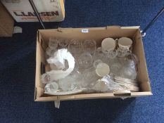 Box Of Assorted Glass Ware And Ceramics including good quality drinking glasses and Royal China