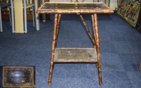 Early 20th Century Bamboo Framed Occasional Table with Oriental style decorated top and cross