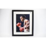 Boxing Interest. Signed photo Sugar Ray Leonard. Black glazed frame. Ideal collectors or charity