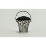Antique Silver Pin Cushion In The Form of a Basket. Finely Worked and Fully Hallmarked.