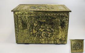 A Vintage Embossed Brass Lidded Box, Decorated with Figures From The 17th Century - Please See