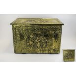 A Vintage Embossed Brass Lidded Box, Decorated with Figures From The 17th Century - Please See