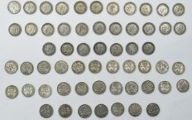 George V Collection of Silver 3 Pences Coins.
