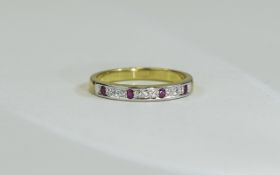 Diamond & Ruby Half Eternity Ring, set with alternating round cut rubies and diamonds diamond,