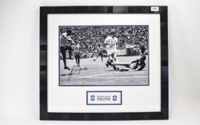 Football Interest. Signed photo of Jairzinho scoring against England, Mexico 1970 World Cup,