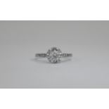 Ladies - 18ct White Gold Set Single Stone Diamond Ring, The Diamond of Good Colour and Clarity.