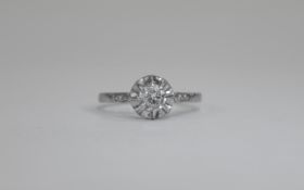 Ladies - 18ct White Gold Set Single Stone Diamond Ring, The Diamond of Good Colour and Clarity.