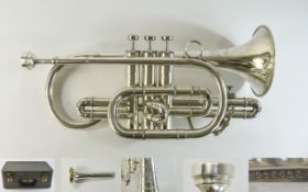 Besson Silver Plated - Professional Finish Cornet - New Standard, with Stainless Steel Fitting.
