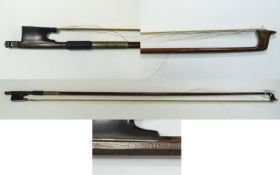 French Silver-Mounted Violin Bow Attributed to François Lupot II Stamped: Lupot Octagonal stick.