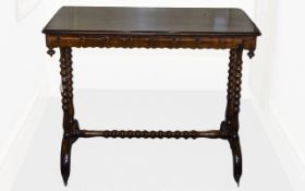 Regency Rosewood Lamp Table In The George Bullock Style with Very Fine Turned Columns and Stretcher