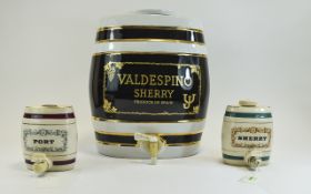 Large Pottery 'Valdespino' Sherry Dispenser With Tap.