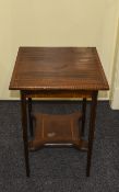 Edwardian Mahogany Inlaid and Square Topped Occasional Table with String Banding,