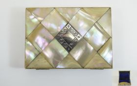 Victorian - Attractive Silver and Mother of Pearl Hinged Case / Purse In A Rectangular Shape,