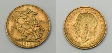 George V High Grade 22ct Gold Full Sovereign. Date 1912. E.F + Condition - Please See Photo.