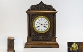 A Nice Quality Late 19th Century Carved Oak Cased 8 Day Pendulum Mantel Clock,