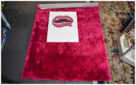 Deep Pile Synthetic Rug Shocking pink rug with deep shag pile finish, approx dimensions 85.5 x 56.