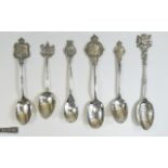 A Good Collection of Antique and Vintage Amorial Crested Silver Spoons ( 6 ) In Total.