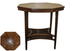 Edwardian Octagonal Shaped Topped Walnut Occasional Table,