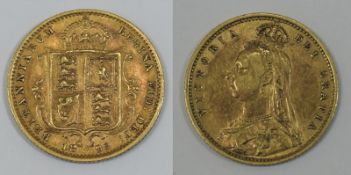 Queen Victoria 22ct Gold Half Sovereign. Date 1892. E.F + Condition - Please See Photo.