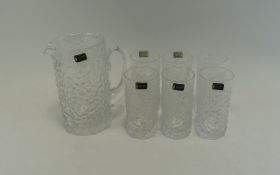 Whitefriars 'Glacier' Full Lead Glass Water Set, comprising jug and 6 tumblers, unused and in