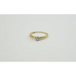 Ladies 18ct Yellow Gold Set Single Sone Diamond Ring. Marked 18ct.