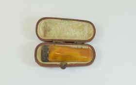 Silver Mounted Amber Cigar / Cheroot Holder in box