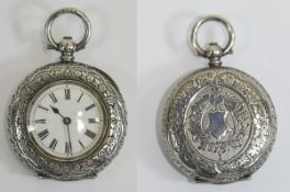 Swiss 1920's Ornate and Fine Open Faced Ladies Silver Pocket Watch. Silver Mark 935.