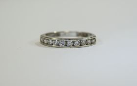 9ct White Gold Ladies Channel Set CZ Ring Set with eleven bright cz's, fully hallmarked,