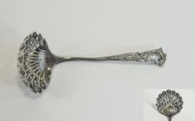 Edwardian Silver Ornate Caddy Spoon with Shell Pattern Bowl, Fancy Stem. Hallmark Sheffield. 4.