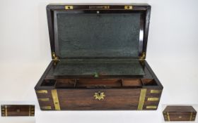 Victorian - Nice Quality and Solid Brass Mounted Mahogany Writing Slope / Box, With Fitted Interior.