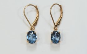 London Blue Topaz Drop Earrings, 3cts of the darkest and most expensive of the blue topaz family,