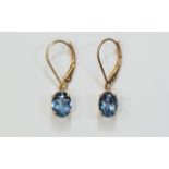 London Blue Topaz Drop Earrings, 3cts of the darkest and most expensive of the blue topaz family,