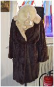Mink Coat and Matching Pillbox Hat Good quality russet and blonde mid length mink coat with