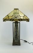 Tiffany Style Impressive Looking Table Lamp In True Art Deco Lines. Nice Quality - Please See Photo.