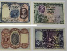 El banco De Espana 500 Quinientas Pesetas Bank Note, Date Madrid, 15 De agosto 1928, Serial Number