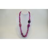 A Nice Quality Vintage Polished Pink Agate Necklace with Silver Clasp.