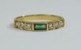 18ct Yellow Gold Set Emerald and Diamond Dress Ring,